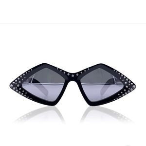 GUCCI BLACK ACETATE RHINESTONES GG0496S MIRRORED SUNGLASSES